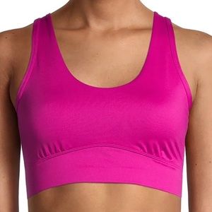 Avia size M hot pink Twist Back Sports Bra scoop neck padded front back keyhole